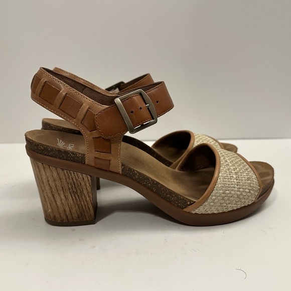 Dansko Debby Strappy Rocker Bottom  Full Grain/Raffia Platform Sandal Sz EU 40 - Picture 1 of 12